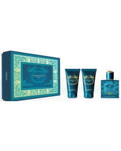Versace Eros 50ml EDT Spray / 50ml Shower Gel / 50ml Aftershave Balm